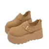 Sapatos femininos estilo Birkenstock com sola plataforma alta para aumentar a altura, cobertura total, novo modelo outono 2026, mocassins de calçar fácil para pessoas baixinhas