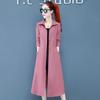 Trench coat feminino popular Jinbukang deste ano, novo casaco fino de comprimento médio para primavera e outono, que vai até o joelho