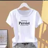 Camiseta Casual de Alta Qualidade com Estampa de Letras, Manga Curta para Mulheres, Verão, Gola Redonda, Solta e Versátil, Top da Moda Estilo Mãe
