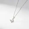 Colar com Pingente de Borboleta Fosco de Camada Dupla em Aço Inoxidável 18k Estilo Coreano e Japonês para Mulheres, Corrente de Clavícula com Asas Duplas