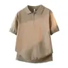 Camisa Polo de Punto Horizontal con Cuello de Punto y Cremallera, Estilo Old Money, Nuevo para Verano 2026, Alta Elasticidad, Anti-Arrugas, Textura Tridimensional, Transpirable, Manga Corta Casual