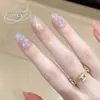 Uñas Postizas Portátiles, Corazón Girly de Ensueño, Ovaladas Cortas con Gradiente de Brillo de Estrella, 30 Piezas, Parches de Uñas Portátiles Codificados