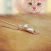Colar de gato fofo tridimensional sólido com superfície fosca de prata 925 estilo coreano feminino colar de corrente de clavícula de gato