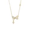 Design de nicho de moda elegante japonês e coreano, colar com laço de fritillaria de zircônia, requintado e doce, corrente de clavícula para mulheres