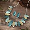 Cross-border Nova Cor Pintura Olive Leaf Brincos Colar terno Criativo Pequeno Fresco Mulheres All-match Colar