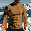 Amazon Transfronterizo para Hombre Otoño e Invierno Terciopelo Alemán Color Sólido Camisa de Manga Larga Camiseta Básica Tejida Ajustada Cuello Medio Alto Top Grupo EE. UU.