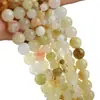 Pedras Soltas de Safira Flor Natural, Contas Redondas de Jade Bege, Acessórios para Joias DIY com Miçangas Feitas à Mão, Pulseiras, Colares