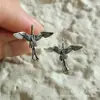 Nuevos Pendientes de Grulla Voladora Tallada Retro Estilo Chinoiserie para Mujer Pendientes de Plata Tailandesa Simples Elegantes Pendientes de Diseño de Nicho Personalizados