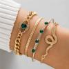 Pulseras Transfronterizas Europeas y Americanas, Juego de Pulseras de Corazón con Incrustaciones de Diamantes e Imitación Esmeralda para Mujer, Joyería Personalizada al por Mayor con Forma de Serpiente
