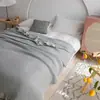 Manta toalha macia de algodão puro com textura waffle e renda estilo coreano, colcha fresca de verão para camas de solteiro ou casal, manta de dormir de algodão para o verão