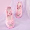 Sapatos de Dança de Cetim para Crianças Novos para Mulheres com Solas Macias para Praticar Apresentações Fofas Sapatos Estilo Coreano Garra de Gato Jardim de Infância 8065