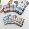 Lenços de Algodão Puro Unisex 40cm, Estilo Vintage Clássico, Finos, Absorventes, Lenços para Enxugar o Suor, Panos de Mão Xadrez Tingidos na Massa