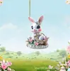 Nuevo Exquisito y Lindo Conejito de Pascua Llavero Plano de Acrílico Transfronterizo Colgante Decorativo Creativo Pequeño Regalo