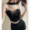 Top Tubo de Verano Ajustado con Escote Halter y Bordado de Mariposa Hueco, Camisola Corta para Mujer, Venta al por Mayor Transfronteriza