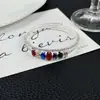Pulsera de Doble Capa Siete Diamantes para Mujer, Pulsera Abierta de Pedrería para Mujer, Hecha a Mano Clásica Versátil Exquisita para Socialité, Pulsera Elegante y Sencilla