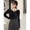 Camiseta básica de cuello alto para mujer, nuevo estilo de otoño, suéter dulce, corte ajustado, estiliza la figura, para llevar por dentro, top de punto para mujer, gris
