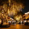 Luces de Lluvia de Meteoros de Colores Alimentadas por Energía Solar Impermeables para Exteriores Luces de Hadas para Atracciones Luces de Cadena Navideñas de Colores para Decoración de Árbol