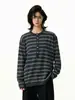 Suéter de Tricô Versátil Outono Feminino Listrado Color Block Estilo Coreano Gola Henley Solto Macio Listrado Novo Top