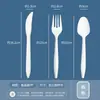 Tenedor de fruta desechable de plástico PP transfronterizo, juego de cubiertos occidentales para llevar, juego de 3 piezas para fiesta
