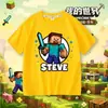 Camiseta infantil de manga corta de Minecraft con Creeper, Steve y Dragón del End, top de algodón 100% para niños