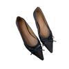 Hermosos zapatos de punta puntiaguda con lazo para mujer, nuevos zapatos planos franceses de 2024 para caminar sin cansarse, de boca baja.