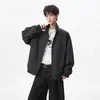 Jaqueta de gola alta desconstruída estilo americano, unissex, tendência outono high-street, jaqueta de voo cool e estilosa, jaqueta coach de corte solto