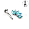 Nuevo Crown F136 Aleación de Titanio Roscado Internamente Cinco Puntos Marquise Circón Stud para Hélice Auricular G23 Stud para Piercing en la Oreja Joyería