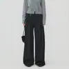 Pantalones anchos de textura para mujer, nuevo estilo primavera-verano 2026, rayas verticales, textura sutil, ligeramente elásticos, plisados, pantalones largos que moldean la pierna