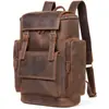 Amazon Vintage Mochila de Cuero Crazy Horse para Hombre de 17 Pulgadas Mochila de Piel de Vaca de Primera Capa Mochila para Viajes al Aire Libre