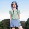 Traje de Baño Deportivo de Dos Piezas para Mujer 2026, Estilo Falda con Shorts, Conjunto de Dos Piezas, Camiseta, Traje de Baño Protector Solar para Estudiantes Adolescentes al por Mayor