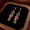 Pendientes Colgantes de Calabaza con Borla de Zirconia Bañados en Oro Real de 18k Plata Aguja Estilo Nacional Pendientes de Nicho Pendientes de Alta Gama Versátiles para Mujer