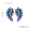 Aretes de Aguja Plateada con Alas Incrustadas de Diamantes y Diseño de Grano de Arroz, Estilo Europeo y Americano, Aretes de Botón Exquisitos y de Moda, Aretes de Temperamento Exagerado de Alta Gama, Venta al por Mayor