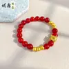 Pulsera Antigua de Oso Dorado y Ágata Roja para Mujer Estilo Chino Nuevo Alta Retención de Color Joyería de Puesto de Moda Evento Regalo Al por Mayor