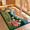 Alfombrilla de Baño con Diseño de Plantas y Flores Transfronterizo, Alfombrilla de Piso de Lodo Diatomeas, Felpudo para Puerta de Entrada, Alfombrilla Absorbente de Agua, Resistente a la Suciedad, Antideslizante para Uso Doméstico