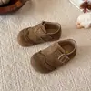 Zapatos de Cuero para Niñas Estilo Bosque Primavera y Otoño Versátiles Zapatos Birkenstock Nuevos para Niños Suela Suave Antideslizantes Casuales Retro Mate Zapatos de Frijol