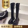Botas Altas con Cordones para Mujer, Nuevas Botas de Montar de Suela Gruesa Otoño e Invierno 2025, Botas Altas Hasta la Rodilla, Botas Adelgazantes