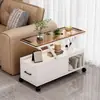Mesa lateral de vidro para sofá para uso doméstico, mesa pequena para sala de estar, mesa de centro, mesa móvel de luxo leve, mesa de canto, armário de armazenamento, estilo italiano
