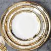 Plato Cerámico Plano Borde Dorado Electrochapado Borde Dorado Barrido Plato para Comida Occidental Plato para Filete Plato Plano Borde Dorado