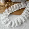 Encaje Ancho de 12 cm Chifón Engrosado Doble Capa Plisado Puño Fruncido Vestido de Muñeca Dobladillo de Falda Larga Adornos