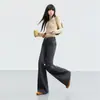 Jeans de Mujer Transfronterizos con Ligero Acampanado, Estilo Workwear, Corte Delgado, Largo Hasta el Suelo, Estilo Americano, Pantalones Largos Grises Premium, Largo Extendido Gris Premium, Patrón Yichun