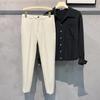 Pantalones cortos para hombre, estilo perezoso, artístico, de talla grande, nuevos pantalones de traje de moda para primavera y verano, pantalones de traje japoneses de estilo Hong Kong de marca de moda, ropa para hombre