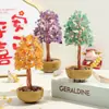 Árbol de Dinero de Cristal Natural Base de Cuenco de Cerámica Árbol de la Vida Oficina en Casa Árbol de Dinero Adornos Decorativos