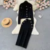 Ropa de otoño e invierno estilo socialité xiaoxiang para mujer, suéter de tres piezas, chaleco sin mangas, cárdigan, abrigo, falda de cadera
