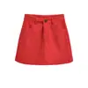 Falda Sexy de Pana para Chica Atractiva Otoño e Invierno Nueva de Cintura Alta Abotonada Versátil Aspecto Adelgazante Falda de Línea A Anti-Exposición