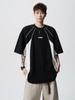 Camiseta Masculina Estilo Americano com Ombro Caído, Solta, Manga Curta, Marca Nova Tendência de Verão com Bordado de Slogan, Roupa Pesada de Manga Meia-Manga