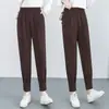 Calça de Alfaiataria Curta Cropped para Figuras Baixas, Calça Cenoura de Verão, Sem Amassar, Calça Harem, Cintura Elástica Versátil Casual, Estilo Escritório
