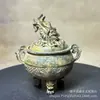 Quemador de Incienso Trípode de Bestia de Tres Patas Raro Vintage con Cabeza de Dragón, Quemador de Incienso de Bronce Antiguo, Horno de Alquimia Taoísta de Cobre