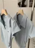Camiseta de Manga Corta con Cuello Polo Omalai para Mujer Primavera y Verano Nuevo Estilo Plisada Cintura Ajustada Top Corto 5978