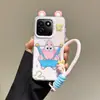 Funda de Esponja Plateada Colorida con Borde Plateado y Diseño de Personaje de Dibujos Animados Adecuada para Honor X9B, Magic7Lite y X7C con Lindo Diseño de Chica de Dibujos Animados