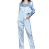 Amazon Quente Comércio Exterior Fornecimento Outono e Inverno Europeu e Americano Conjunto Elegante de Pijama de Manga Longa com Botões de Cetim para Casa
